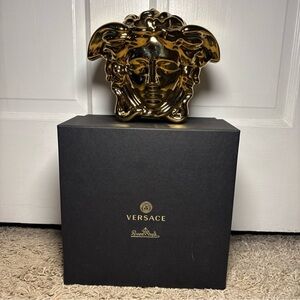 Versace Gold Medusa Glass Money Bank Full Of Change!